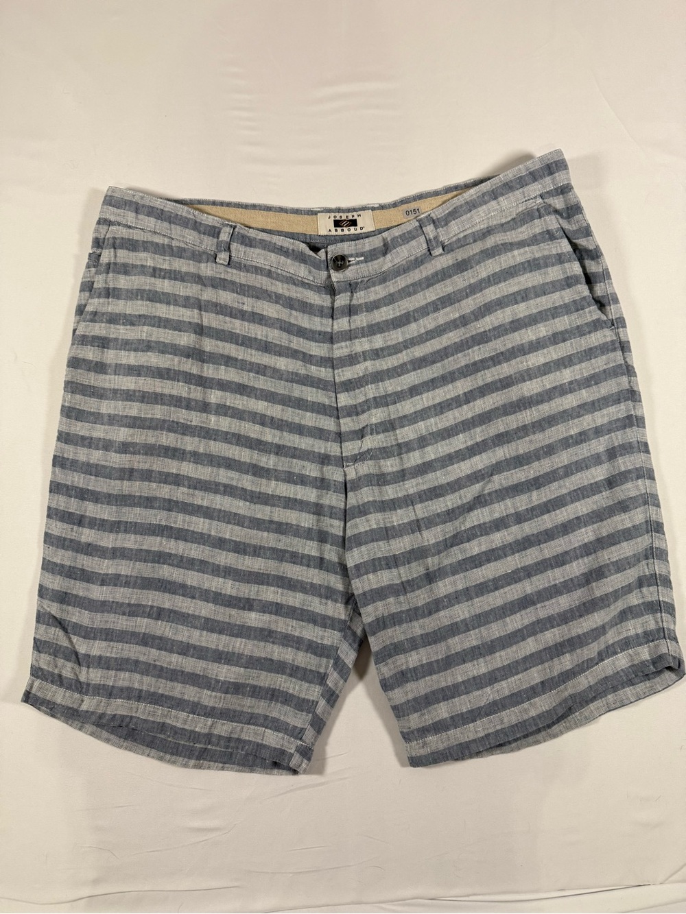 Joseph Striped Flat-Front Shorts - Blue and Gray